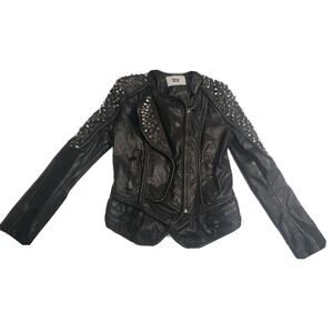 SX Punk Rivet Faux Leather PU Jacket Women Fashion Biker Jacket Black